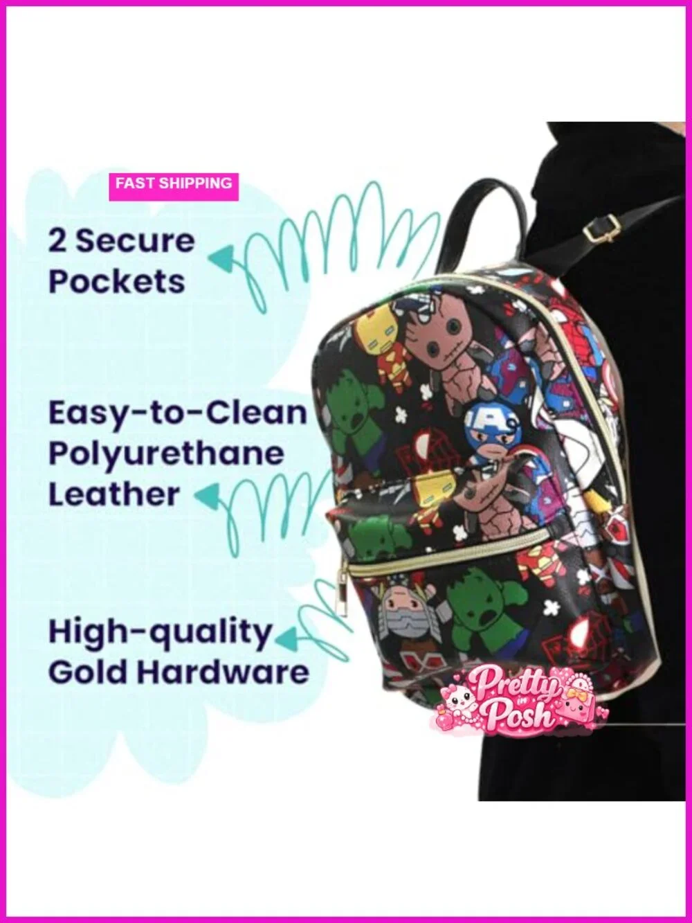 Mini PU Leather Backpack Purse with Adjustable Straps